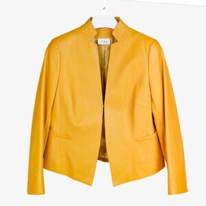 Akris Yellow Lambskin Leather Blazer Jacket